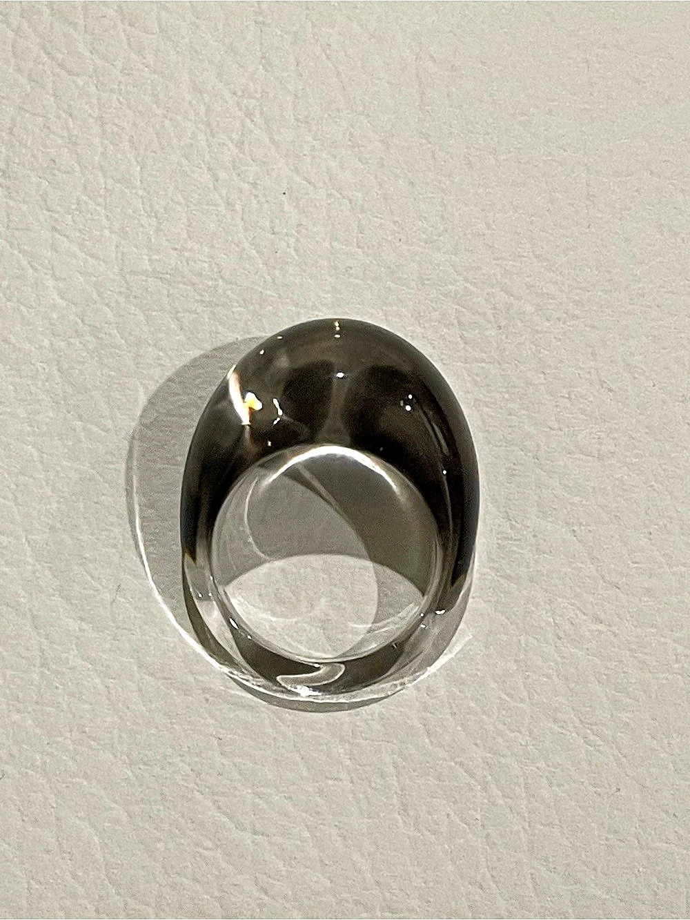 Domed statement resin ring in translucent Black & Gray
